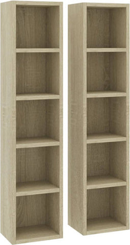 vidaXL - Cd-kasten - 2 - st - 21x16x93,5 - spaanplaat - sonoma - eikenkleurig