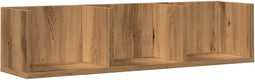 vidaXL - CD-wandschap - 75x18x18 - cm - bewerkt - hout - artisanaal - eikenkleurig