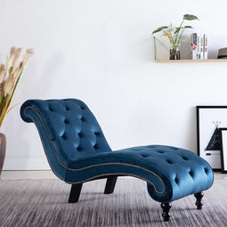 vidaXL - Chaise - longue - fluweel - blauw