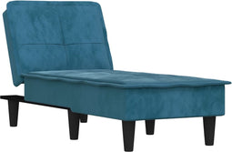vidaXL - Chaise - longue - fluweel - blauw