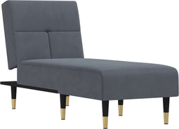 vidaXL - Chaise - longue - fluweel - donkergrijs
