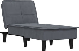 vidaXL - Chaise - longue - fluweel - donkergrijs