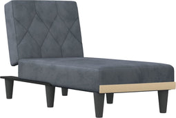 vidaXL - Chaise - longue - fluweel - donkergrijs