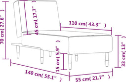 vidaXL - Chaise - longue - fluweel - donkergrijs