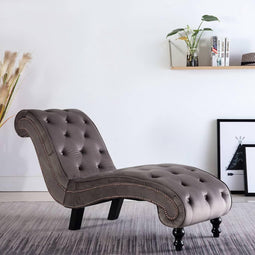 vidaXL - Chaise - longue - fluweel - grijs