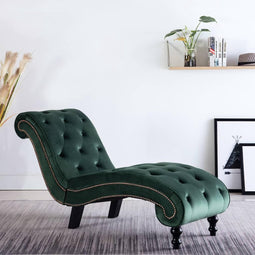 vidaXL - Chaise - longue - fluweel - groen