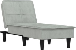 vidaXL - Chaise - longue - fluweel - lichtgrijs