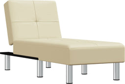vidaXL - Chaise - longue - kunstleer - crèmekleurig