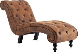 vidaXL - Chaise - longue - kunstsuède - bruin