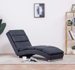 vidaXL - Chaise - longue - kunstsuède - grijs