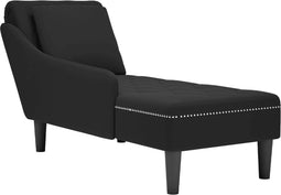 vidaXL - Chaise - longue - met - kussen - en - rechterarmleuning - fluweel - zwart