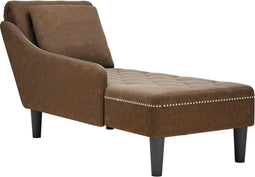 vidaXL - Chaise - longue - met - kussen - en - rechterarmleuning - kunstleer - bruin