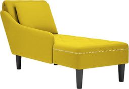 vidaXL - Chaise - longue - met - kussen - en - rechterarmleuning - fluweel - geel