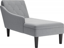 vidaXL - Chaise - longue - met - kussen - en - rechterarmleuning - stof - lichtgrijs