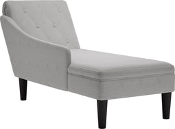 vidaXL - Chaise - longue - met - kussen - en - rechterarmleuning - stof - wolk - grijs