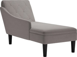 vidaXL - Chaise - longue - met - kussen - en - rechterarmleuning - stof - taupe