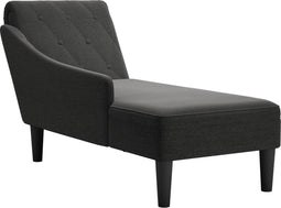 vidaXL - Chaise - longue - met - kussen - en - rechterarmleuning - stof - zwart