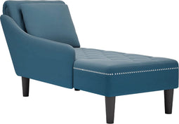 vidaXL - Chaise - longue - met - kussen - en - rechterarmleuning - fluweel - blauw