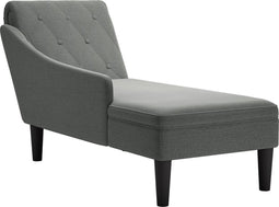 vidaXL - Chaise - longue - met - kussen - en - rechterarmleuning - stof - donkergrijs