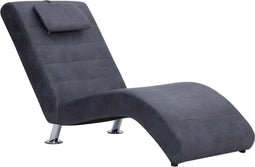 vidaXL - Chaise - longue - met - kussen - kunstsuède - grijs