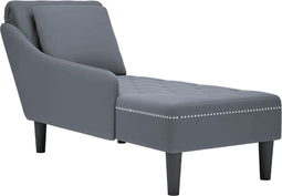 vidaXL - Chaise - longue - met - kussen&rechterarmleuning - fluweel - donkergrijs