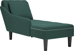 vidaXL - Chaise - longue - met - kussen&rechterarmleuning - fluweel - donkergroen
