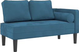 vidaXL - Chaise - longue - met - kussens - fluweel - blauw
