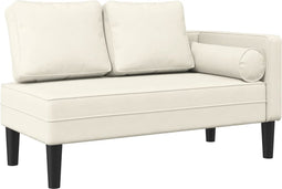 vidaXL - Chaise - longue - met - kussens - fluweel - crèmekleurig