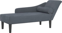 vidaXL - Chaise - longue - met - kussens - fluweel - donkergrijs