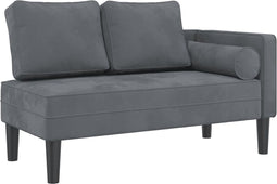 vidaXL - Chaise - longue - met - kussens - fluweel - donkergrijs