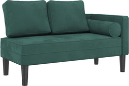 vidaXL - Chaise - longue - met - kussens - fluweel - donkergroen