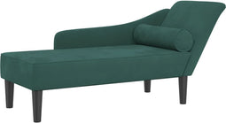 vidaXL - Chaise - longue - met - kussens - fluweel - donkergroen