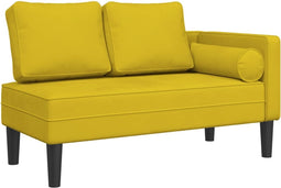 vidaXL - Chaise - longue - met - kussens - fluweel - geel