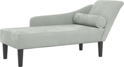 vidaXL - Chaise - longue - met - kussens - fluweel - lichtgrijs