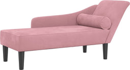 vidaXL - Chaise - longue - met - kussens - fluweel - roze