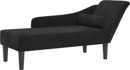 vidaXL - Chaise - longue - met - kussens - fluweel - zwart