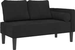 vidaXL - Chaise - longue - met - kussens - fluweel - zwart