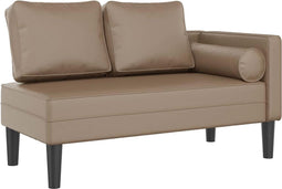 vidaXL - Chaise - longue - met - kussens - kunstleer - cappuccino