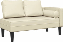 vidaXL - Chaise - longue - met - kussens - kunstleer - crème