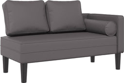 vidaXL - Chaise - longue - met - kussens - kunstleer - grijs