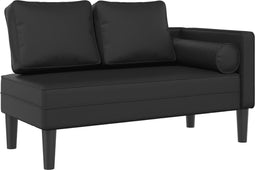vidaXL - Chaise - longue - met - kussens - kunstleer - zwart