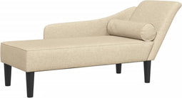 vidaXL - Chaise - longue - met - kussens - stof - crèmekleurig