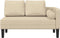 vidaXL - Chaise - longue - met - kussens - stof - crèmekleurig