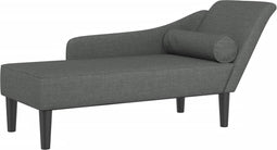 vidaXL - Chaise - longue - met - kussens - stof - donkergrijs