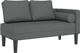 vidaXL - Chaise - longue - met - kussens - stof - donkergrijs