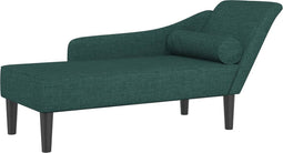 vidaXL - Chaise - longue - met - kussens - stof - donkergroen