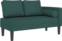 vidaXL - Chaise - longue - met - kussens - stof - donkergroen