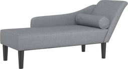 vidaXL - Chaise - longue - met - kussens - stof - lichtgrijs