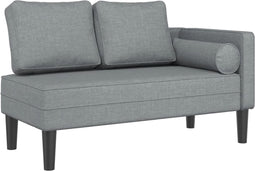 vidaXL - Chaise - longue - met - kussens - stof - lichtgrijs