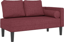 vidaXL - Chaise - longue - met - kussens - stof - wijnrood